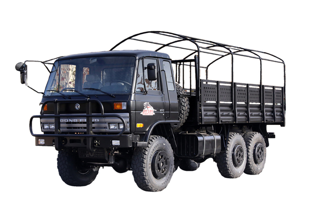 Camión especial todoterreno EQ2102G de 190 HP con poste de capota_Tracción en seis ruedas 245 cabeza plana 153 fabricante de camiones de transporte_6×6DFConfiguración de vehículo de carga de vehículo militar clásico de 210 HP