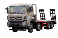 Weichai 375/Yuchai 420/Cummins 500 caballos de fuerza 8×4 fabricante de camiones de transporte de plataforma plana_15/20/25/30/35/40/50/60 toneladas de cuatro ejes para verduras, frutas, ganado, ovejas y cerdos personalización de camiones_Cuatro ejes delanteros y ocho traseros DF cotización de camión con placa excavadora