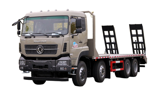 Weichai 375/Yuchai 420/Cummins 500 caballos de fuerza 8×4 fabricante de camiones de transporte de plataforma plana_15/20/25/30/35/40/50/60 toneladas de cuatro ejes para verduras, frutas, ganado, ovejas y cerdos personalización de camiones_Cuatro ejes delanteros y ocho traseros DF cotización de camión con placa excavadora